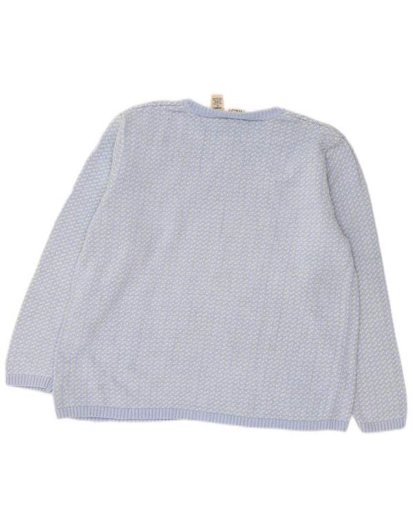 L.L.Bean Dame Boat Neck Jumper Sweater UK 18 XL Blå Flecked Bomuld