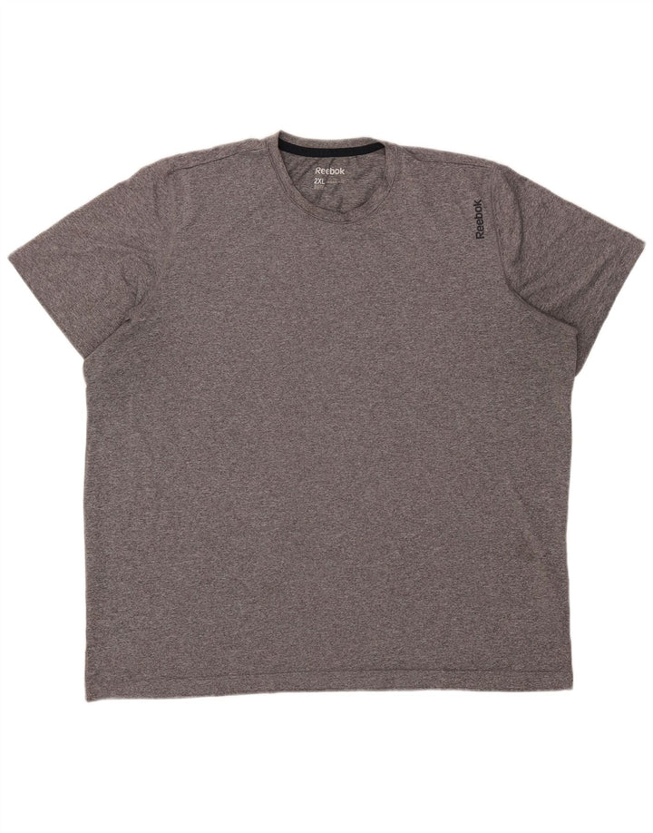 Reebok Herre T-Shirt Top 2XL Grå Flecked Polyester