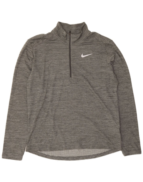 Nike Herre Dri Fit Pullover med lynlås-hals Træningsdragt Top Stor Grå Flecked