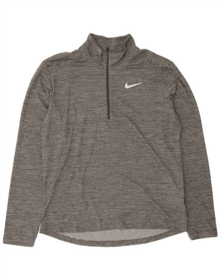 Nike Herre Dri Fit Pullover med lynlås-hals Træningsdragt Top Stor Grå Flecked