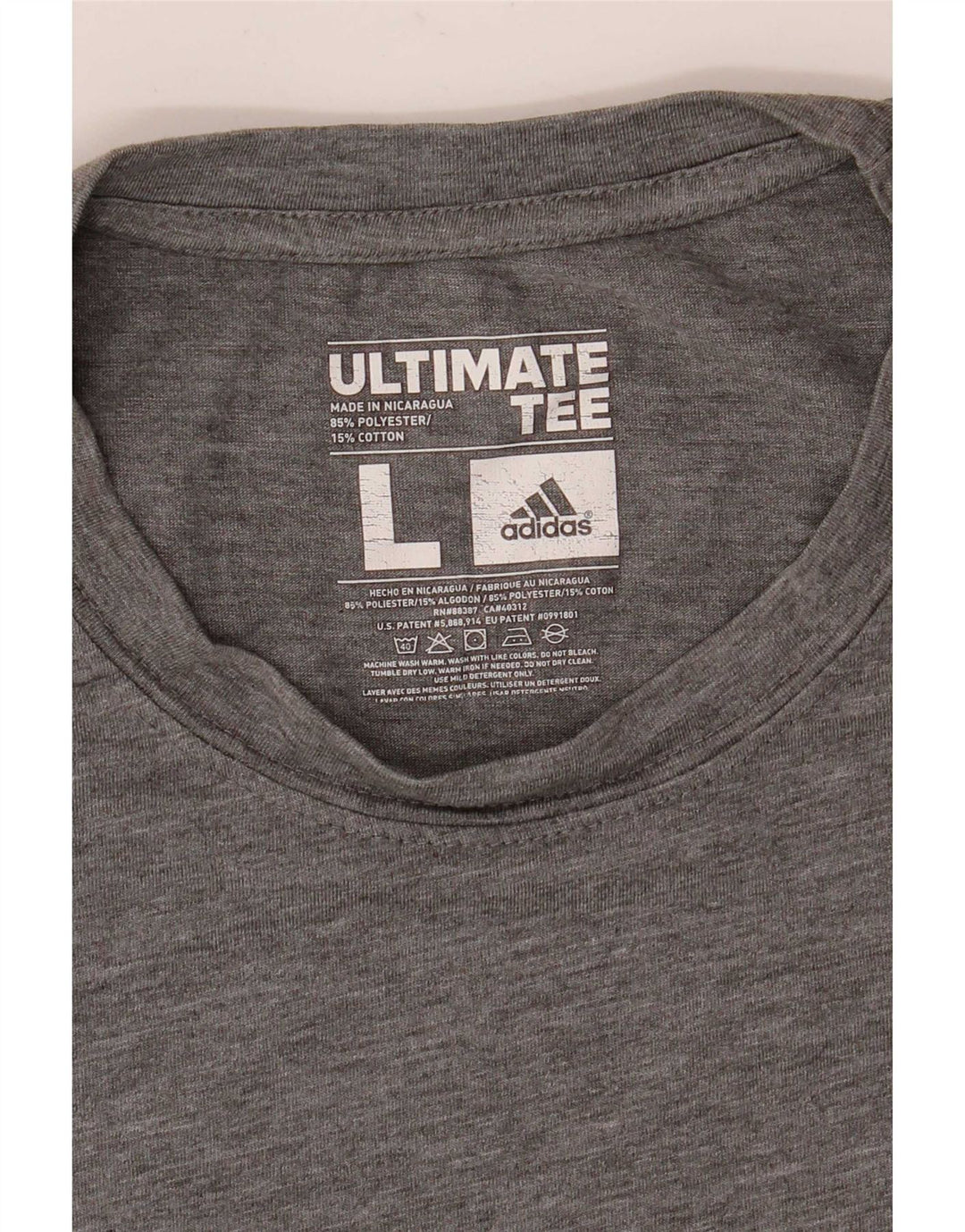 Adidas Herre Climalite T-Shirt Top Stor Grå Flecked Polyester
