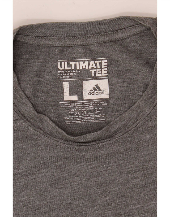 Adidas Herre Climalite T-Shirt Top Stor Grå Flecked Polyester