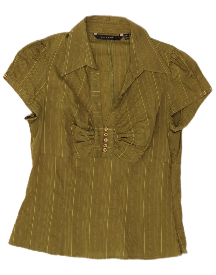 ZARA kortærmet trøje til kvinder UK 14 Stor kakistribet bomuld