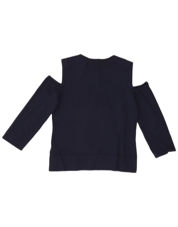 Hobbs Dame Off Shoulder Top 3/4 ærmer UK 12 Medium Navy Blue Viscose