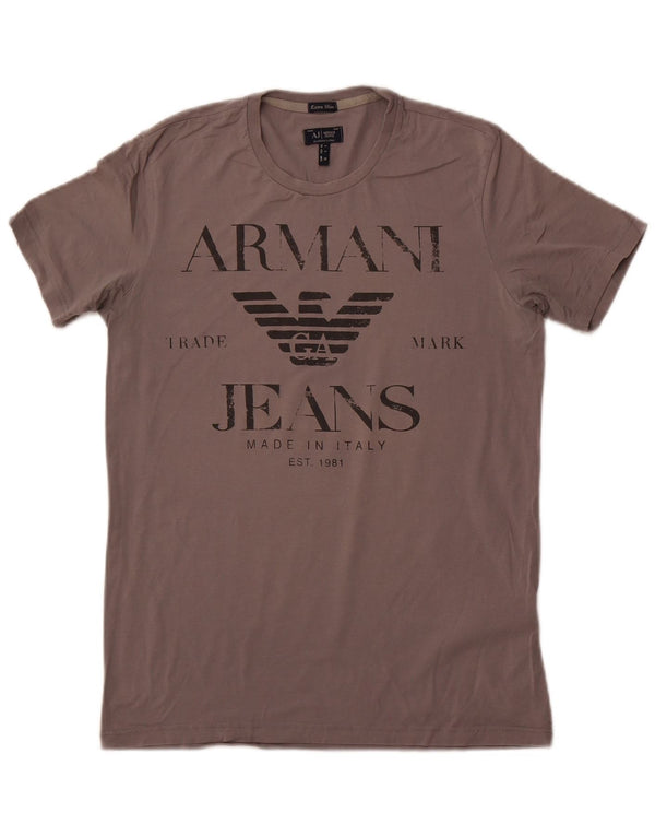 Armani Jeans Herre Extra Slim Grafisk T-Shirt Top Stor Grå Bomuld