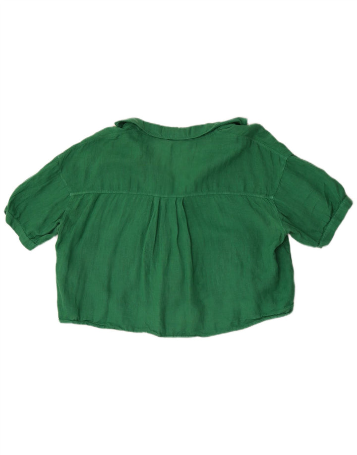 Zara Dame Oversized Crop Kortærmet skjortebluse UK 14 Medium Green