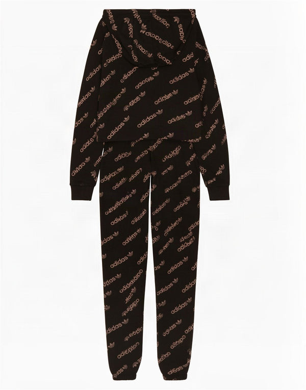 Adidas Womens Graphic Full Tracksuit UK 4 XS Black Cotton