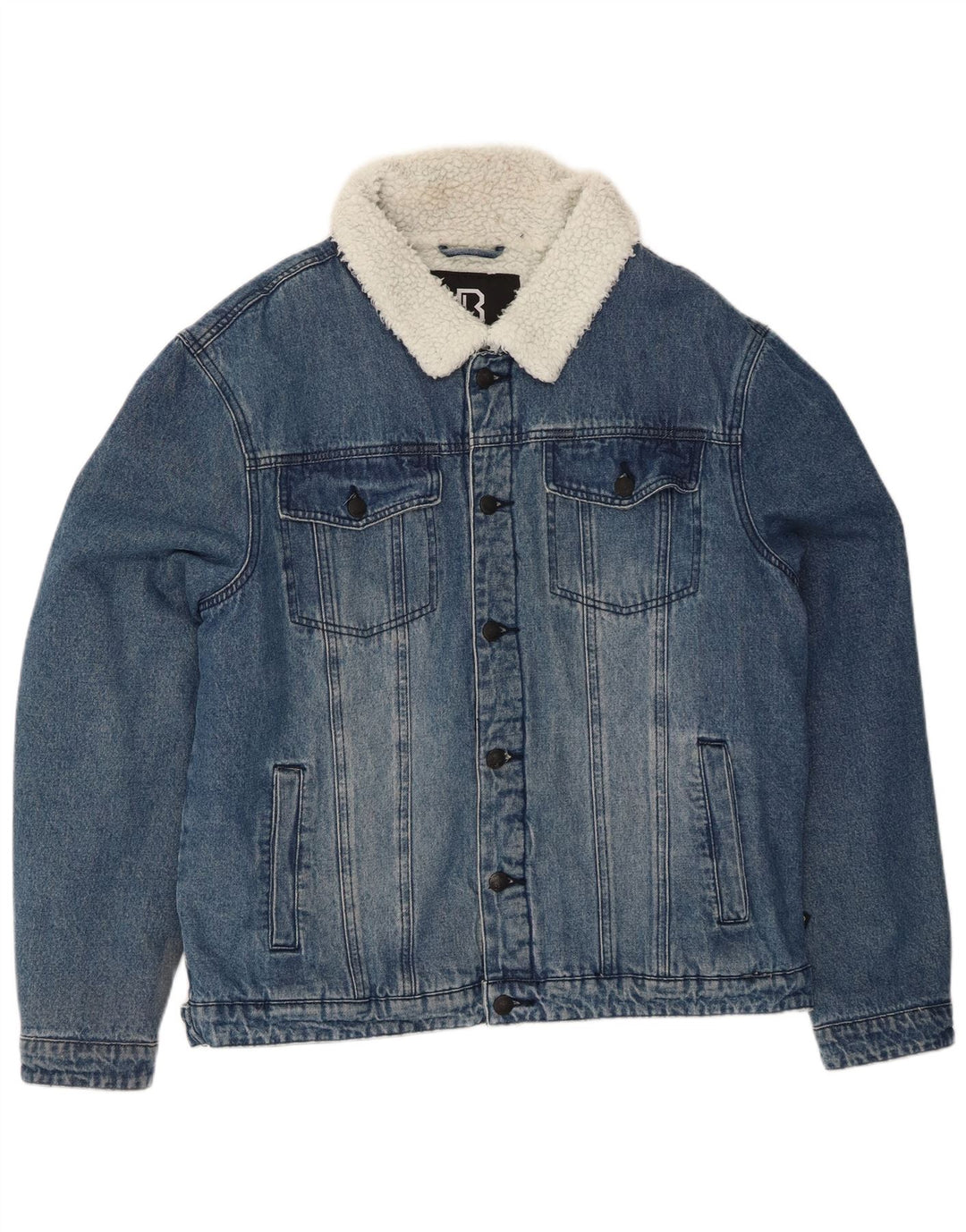 BRANDIT Herre Sherpa Denimjakke UK 40 Stor Blå Bomuld