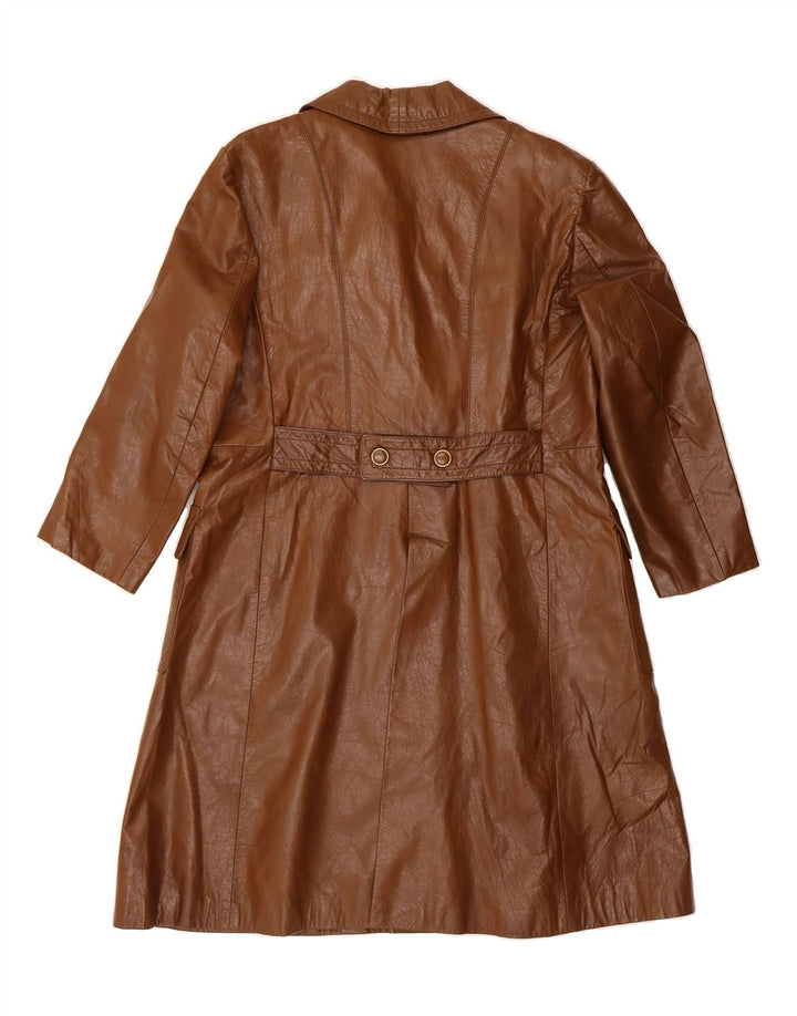 CONFEZIONI Womens Leather Coat UK 14 Medium Brown Vintage Confezioni and Second-Hand Confezioni from Messina Hembry 