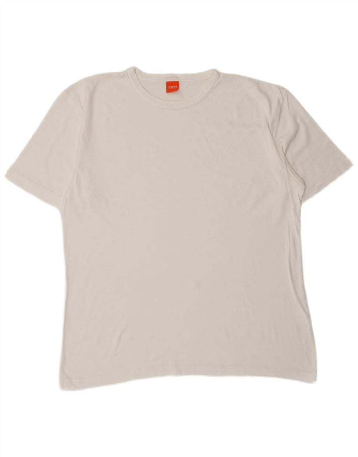 HUGO BOSS Herre T-Shirt Top XL Hvid Bomuld