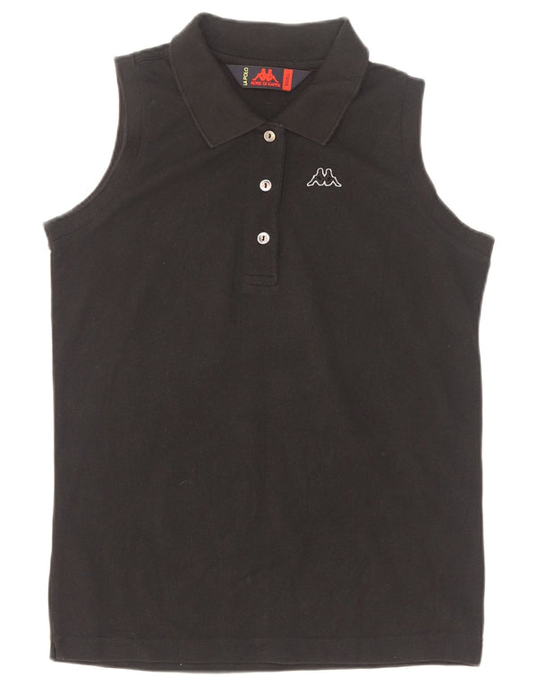Kappa ærmeløs poloshirt til kvinder UK 10 Lille sort bomuld
