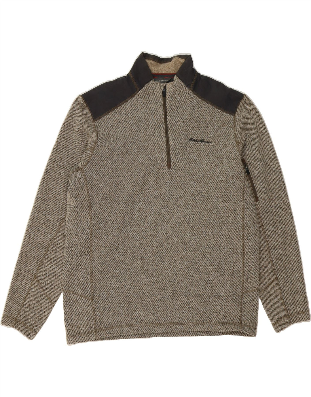 EDDIE BAUER Mens Zip Neck Sweatshirt Jumper Large Grey Colourblock Vintage Eddie Bauer and Second-Hand Eddie Bauer from Messina Hembry 