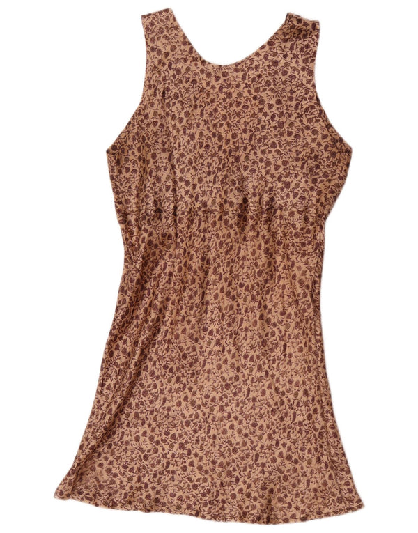 Vintage Dame Slip Dress UK 10 Small Brown Floral