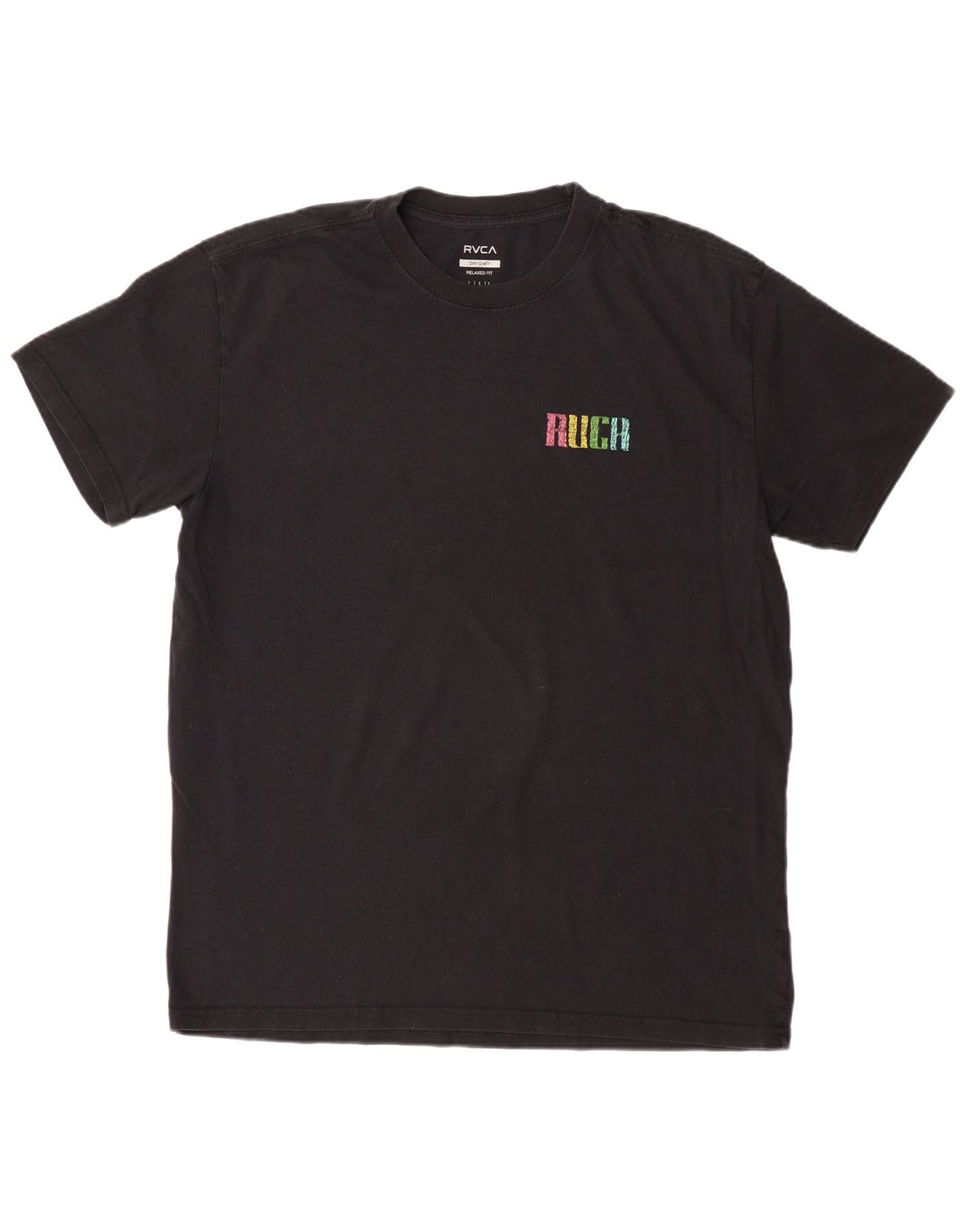 RVCA Herre Relaxed Fit Grafisk T-Shirt Top Stor Sort