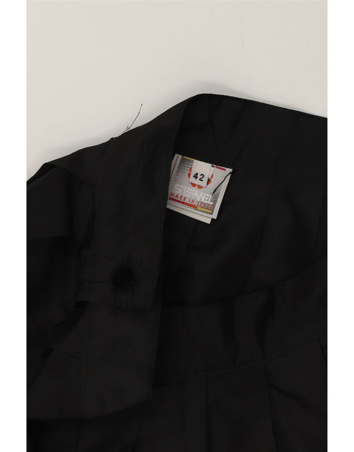 STEFANEL Kvinder Højtalje Mini Plisseret Nederdel IT 42 Medium W26 Sort