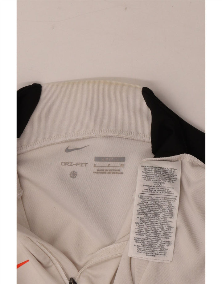 Nike Herre Dri Fit Lynlås Slim Pullover Træningsdragt Top Lille Hvid