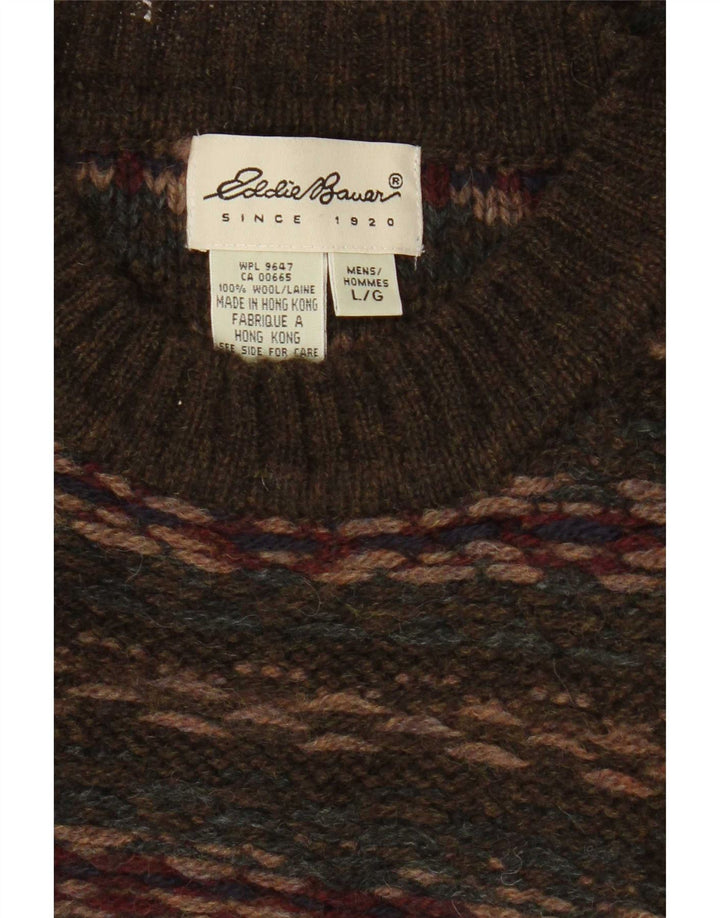 Eddie Bauer Herre Regular Fit Crew Neck Jumper Sweater Stor Khaki stribet