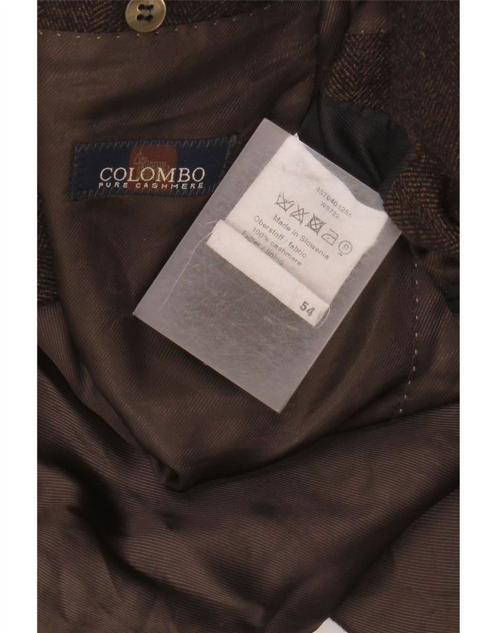 COLOMBO blazerjakke til mænd med 2 knapper EU 54 2XL brun sildebens kashmir