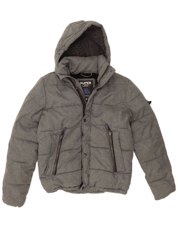 Superdry Polstret jakke med hætte til mænd UIK 38 mellemgrå polyester