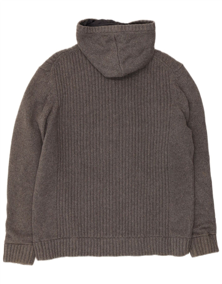 Massimo Dutti Herre Hættestrikket Vendbar Jakke UK 42 XL Grå