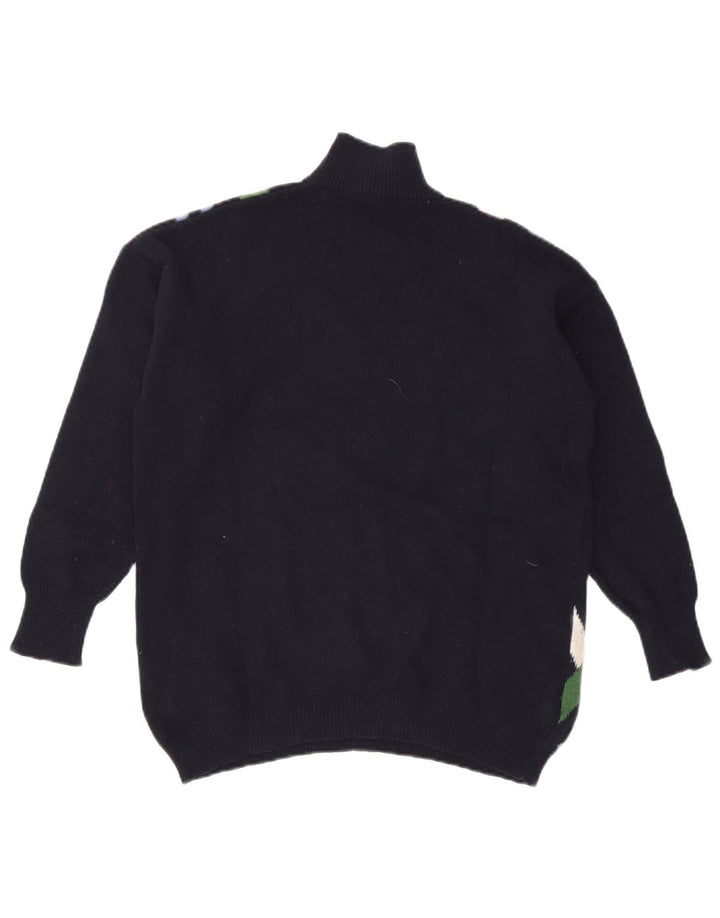 Marella Dame Turtle Neck Jumper Sweater UK 10 Small Navy Blue Stribet
