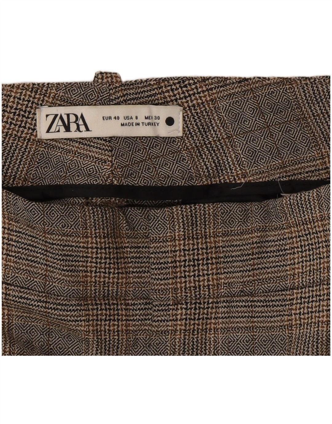 Zara Womens Cropped Trousers EU 40 Medium W30 L28 Grå ternet polyester