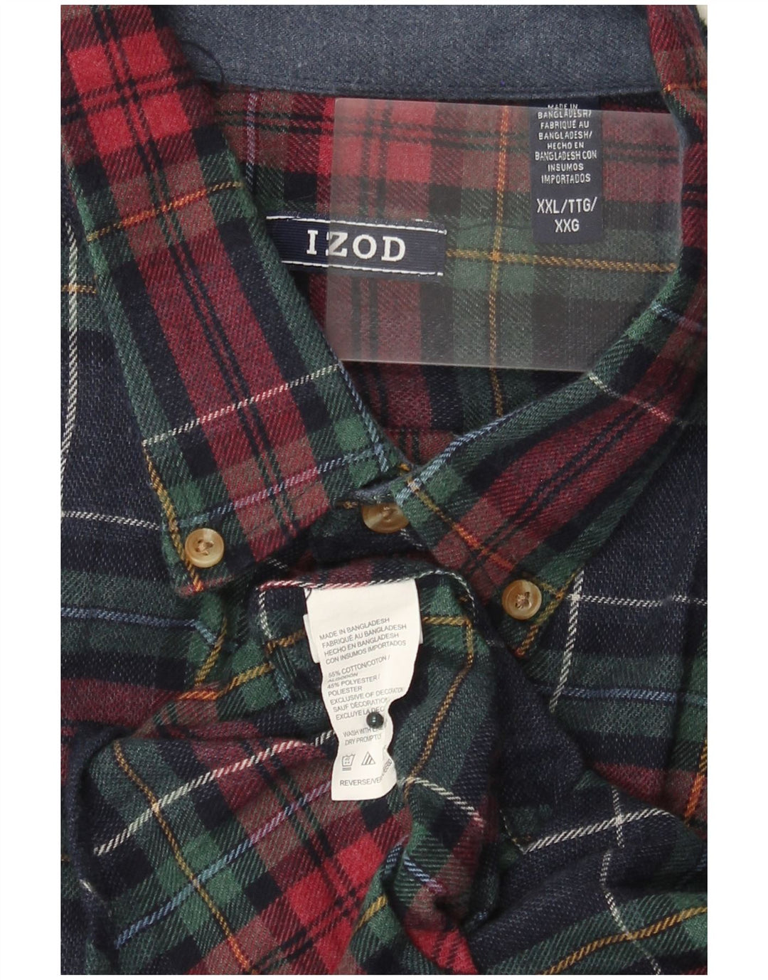 IZOD Flanelskjorte til mænd 2XL marineblå ternet bomuld