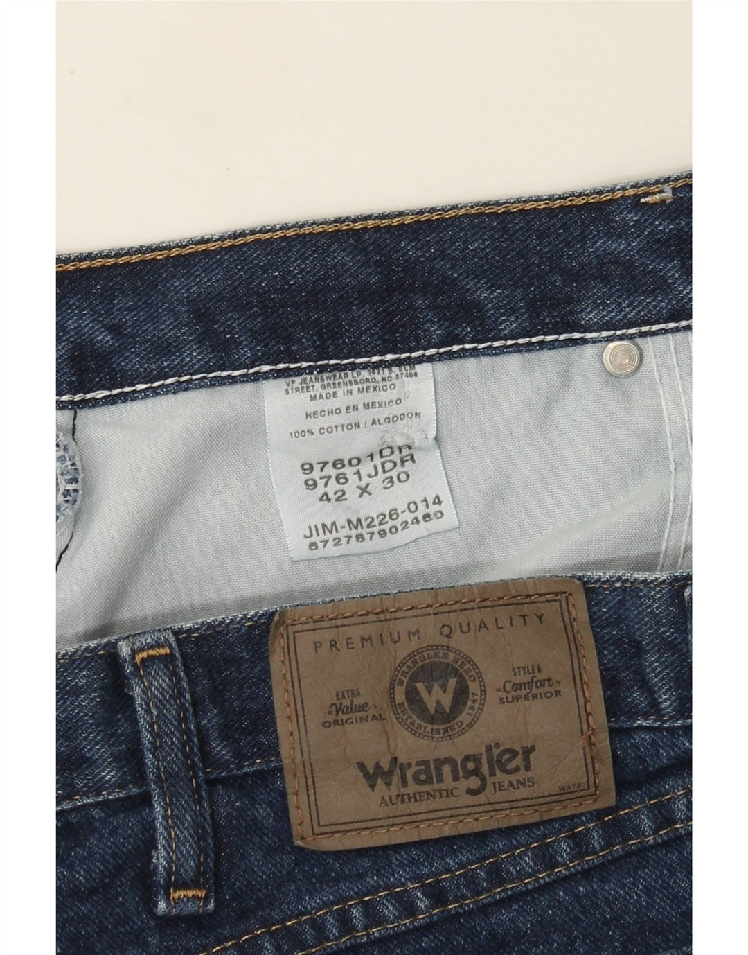 Wrangler Straight Jeans til mænd W42 L30 blå bomuld