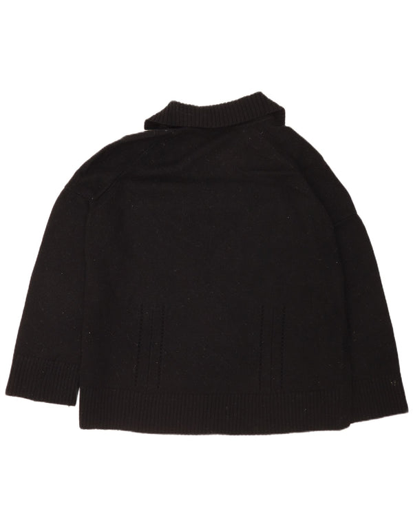 Cos Womens Relaxed Fit Polo Neck Jumper Sweater UK 16 Large Black Wool