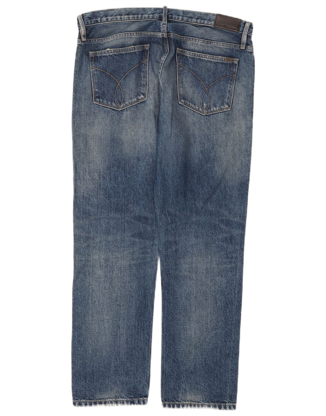 CALVIN KLEIN Herre Kæreste Distressed Straight Jeans W30 L30 Blå Bomuld