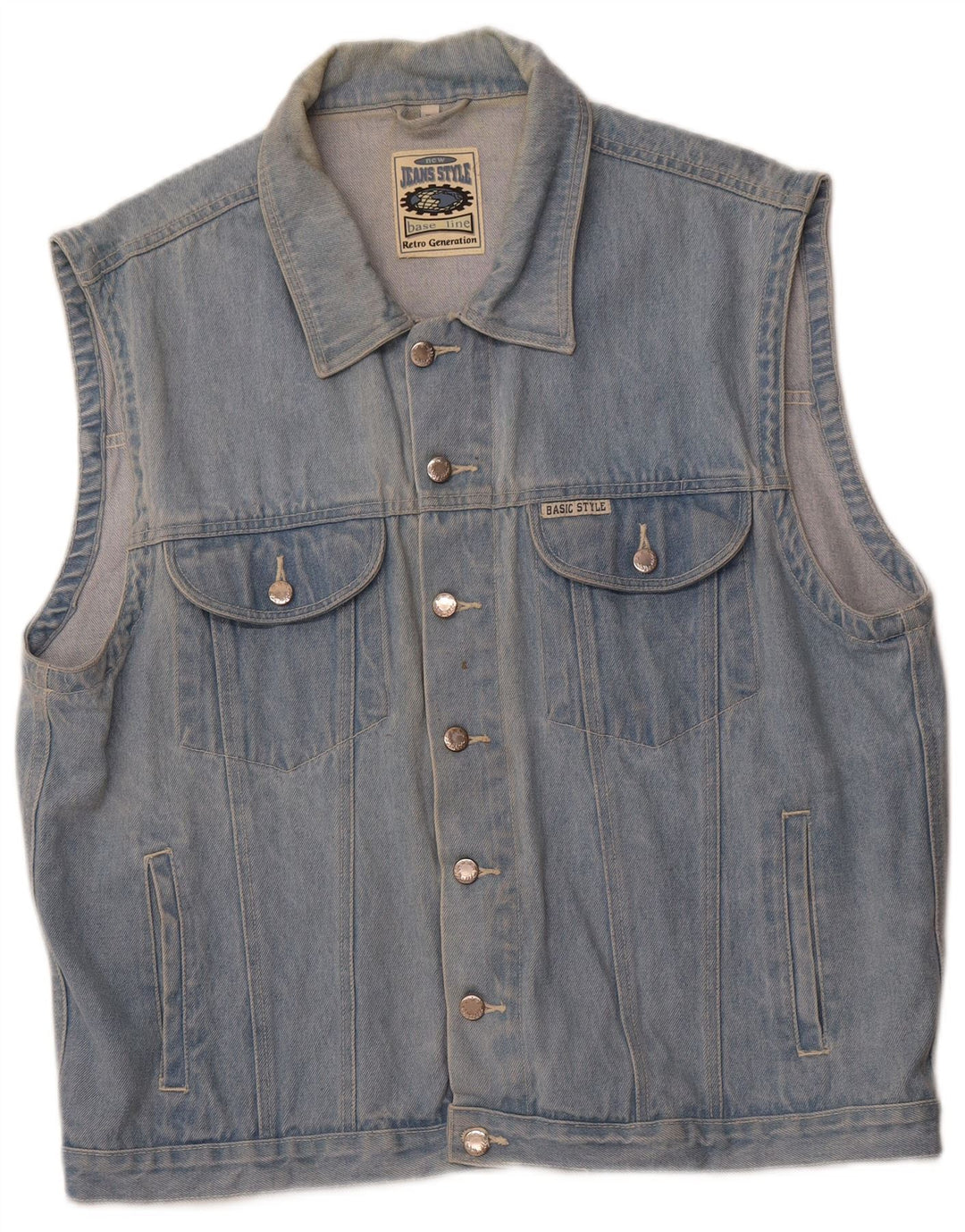 MARCEL CLAIR Herre Denim Gilet UK 42 XL Blå Bomuld