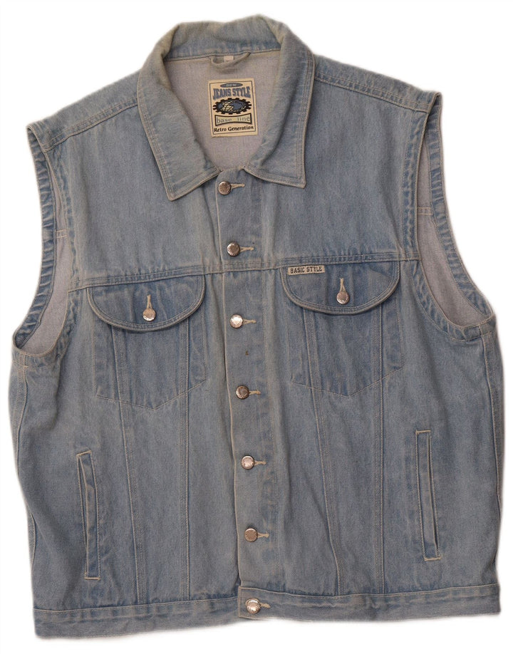 MARCEL CLAIR Herre Denim Gilet UK 42 XL Blå Bomuld