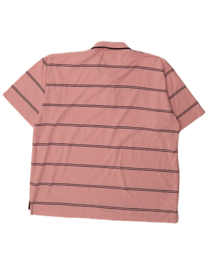 Umbro Herre Polo Shirt 2XL Pink Stribet Polyester