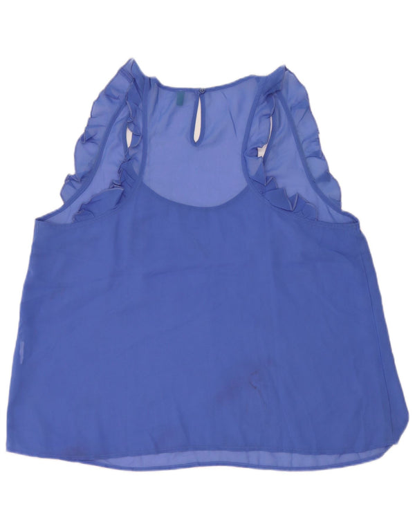 Benetton Dame ærmeløs bluse Top UK 16 Large Blue