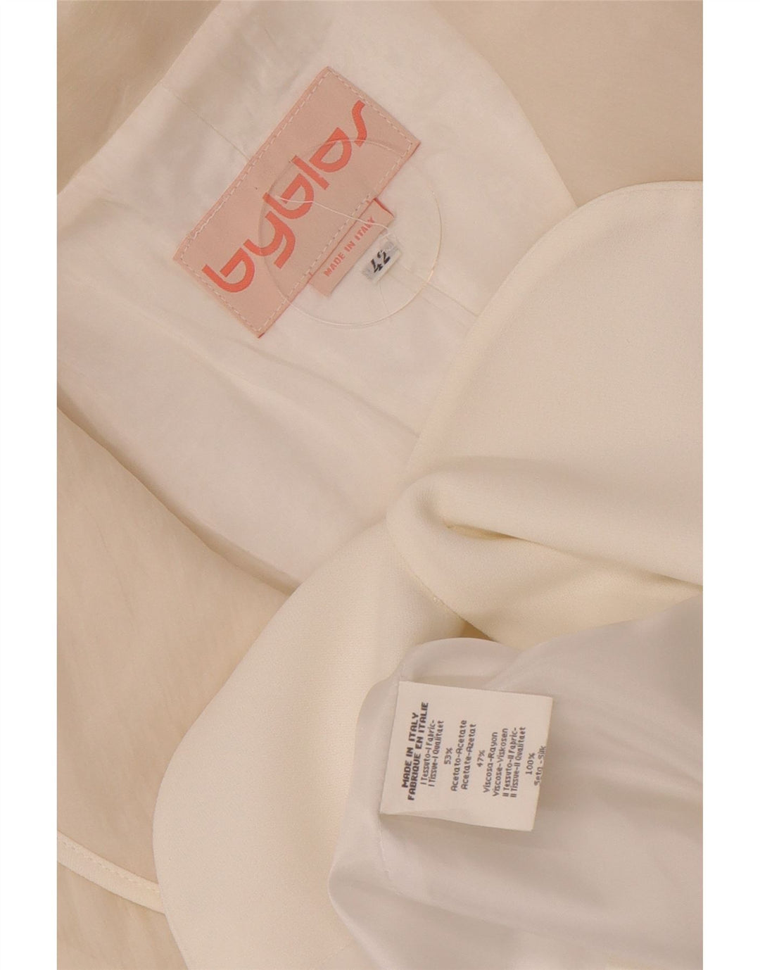 Byblos Dame 3 Button Blazer Jacket IT 42 Medium White Acetate