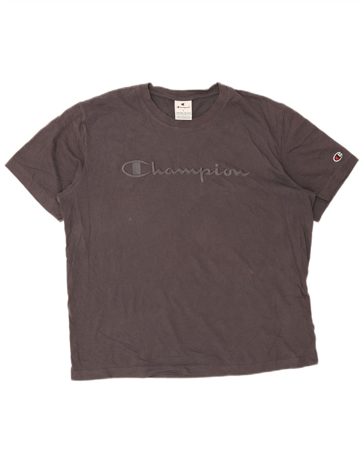 Champion Herre Grafisk T-Shirt Top Stor Grå Bomuld