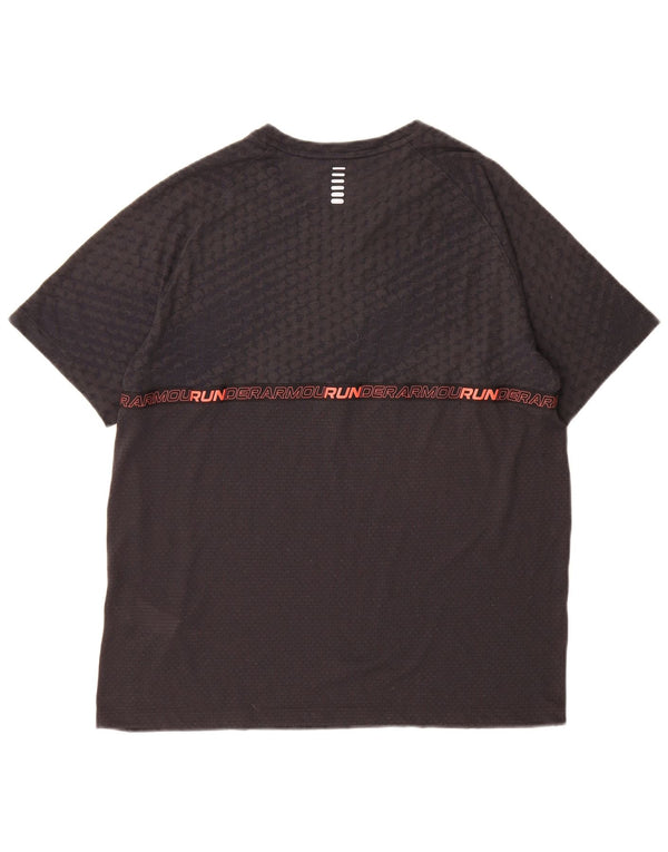 Under Armour Herre Heat Gear Grafisk T-Shirt Top Stor Sort Geometrisk
