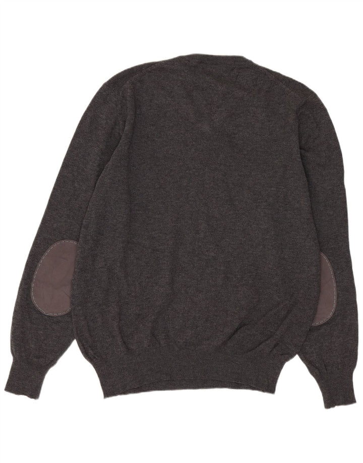 Fred Perry Herre V-hals sweater mellemgrå uld