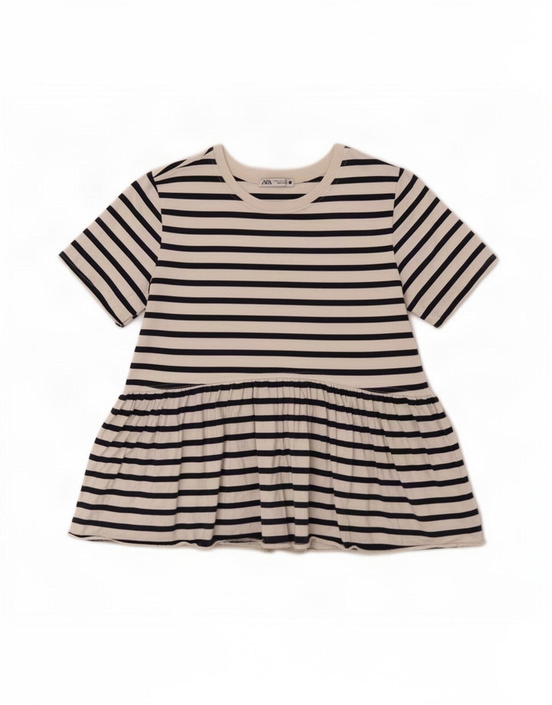 Zara Dame Bluse Top UK 10 Lille Hvid Stribet