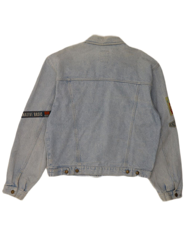 Movi Mento Herre grafisk denimjakke UK 42 XL Blå Bomuld