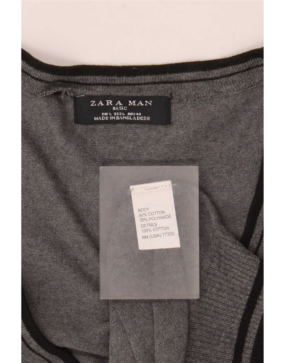 Zara Herre cardigan sweater Stor grå stribet bomuld