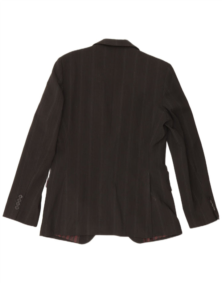 Zara Dame 1 Knap Blazer Jakke EU 50 Medium Sort Nålestribet Polyester
