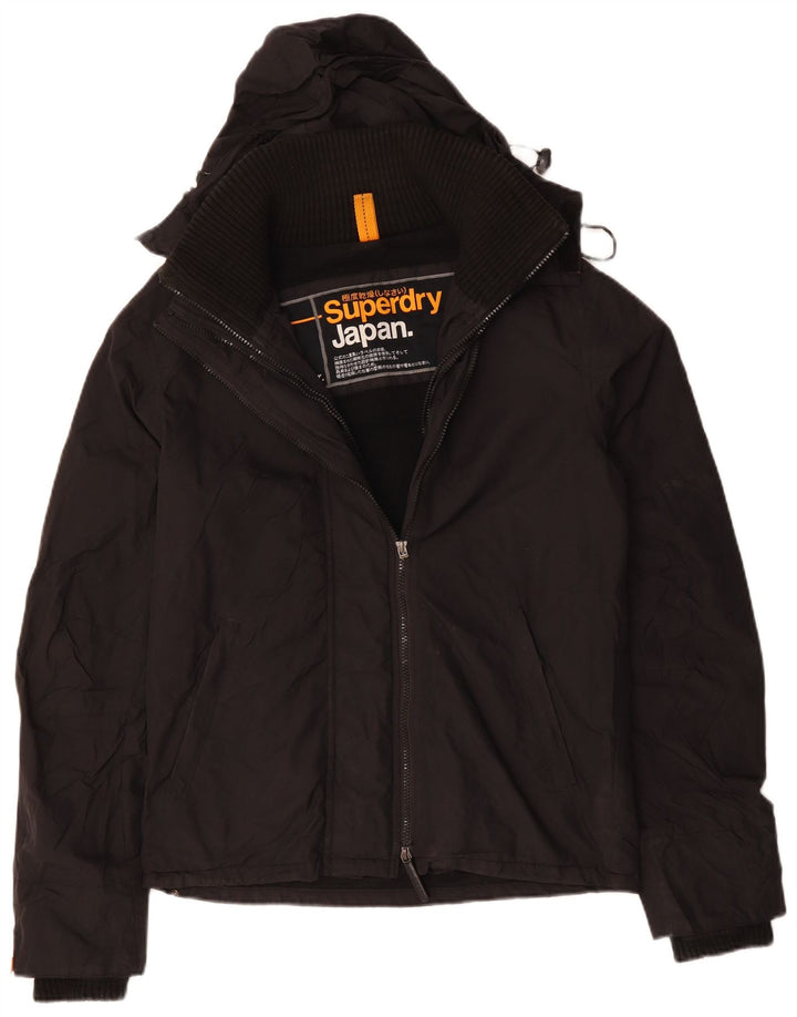 SUPERDRY Windbreaker-jakke med hætte til mænd UK 38 Medium Sort Polyester