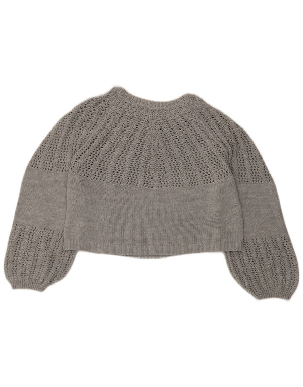 Topshop Womens Crop Oversized Boat Neck Jumper Sweater UK 8 Small Grey