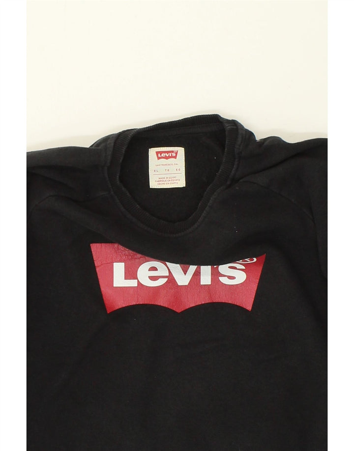 LEVI'S Boys Graphic Sweatshirt Jumper 10-11 Years XL Black Cotton | Vintage Levi's | Thrift | Second-Hand Levi's | Used Clothing | Messina Hembry 