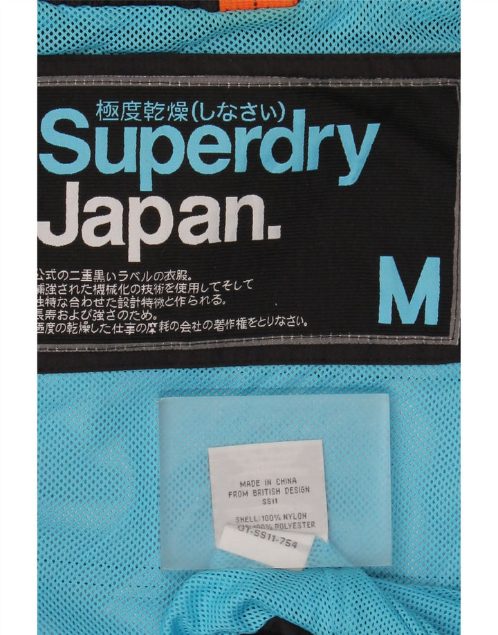 SUPERDRY Dame Grafisk Oversized Windbreaker Jacket UK 14 Medium Sort