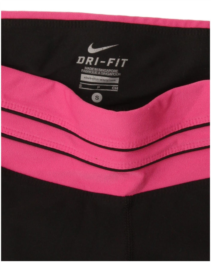 Nike Dame Dri Fit Capri Leggings UK 8 Small Black Colourblock