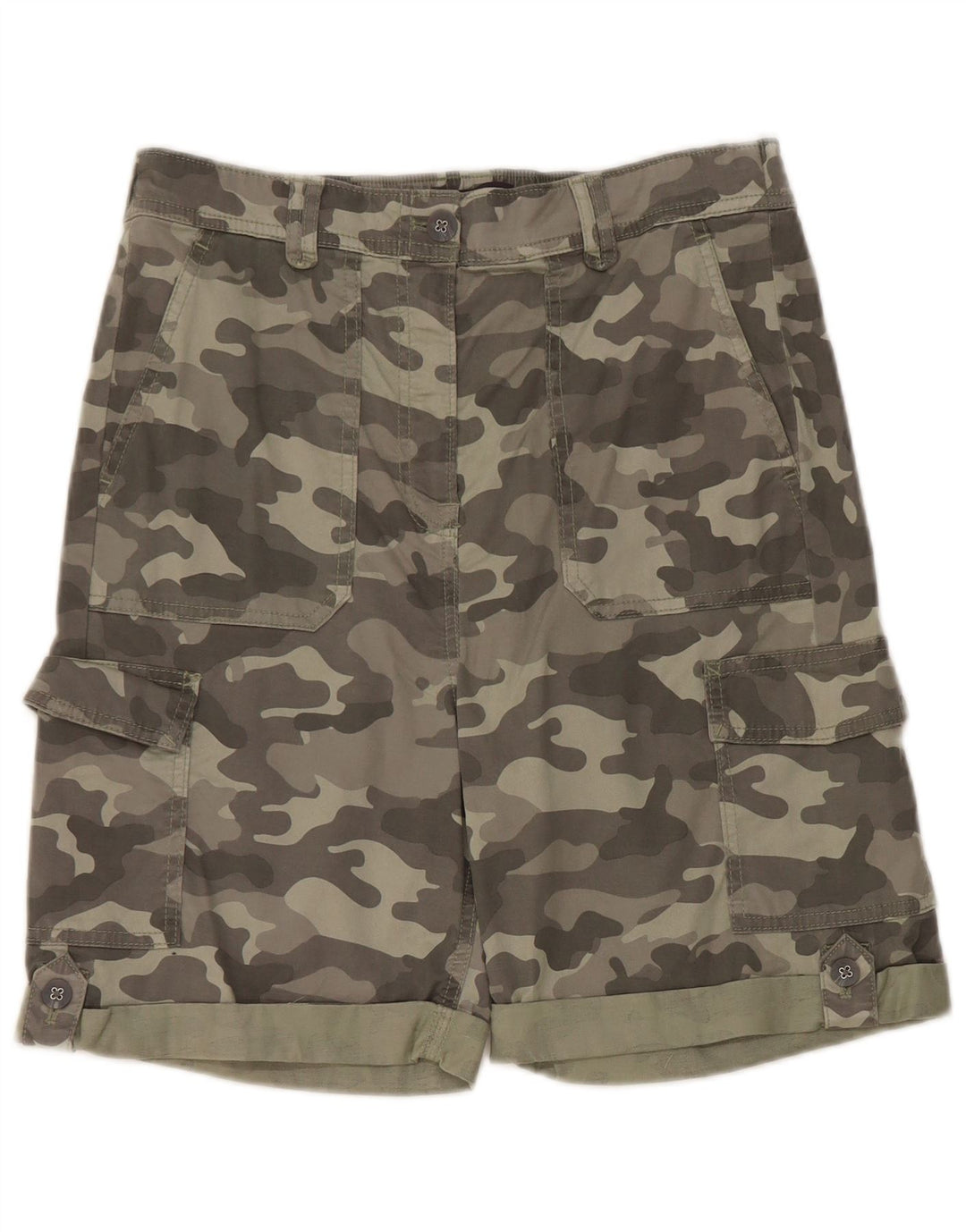 Marks & Spencer Dame High Waist Cargo Shorts UK 12 Medium W30 Khaki