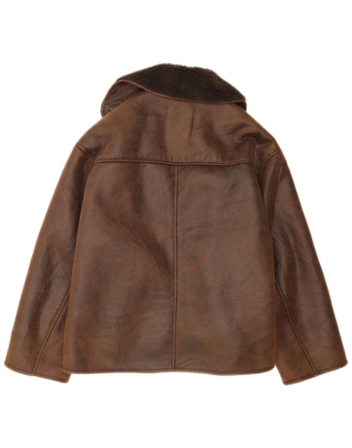 Zara Dame Oversized Sherpa Jacket UK 2 2XS Brun Polyester