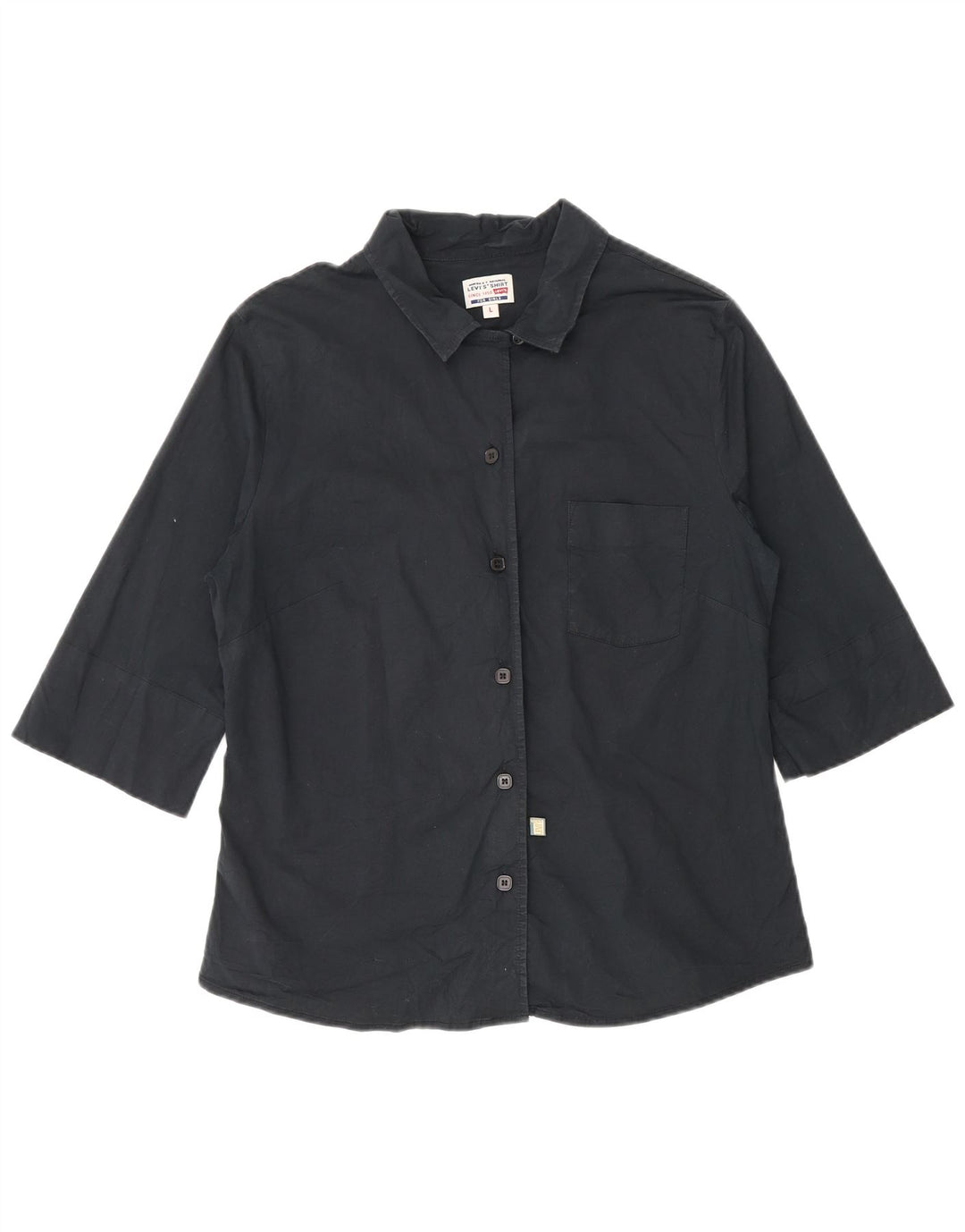 Levi's skjorte med 3/4 ærmer til kvinder UK 14 Stor sort bomuld
